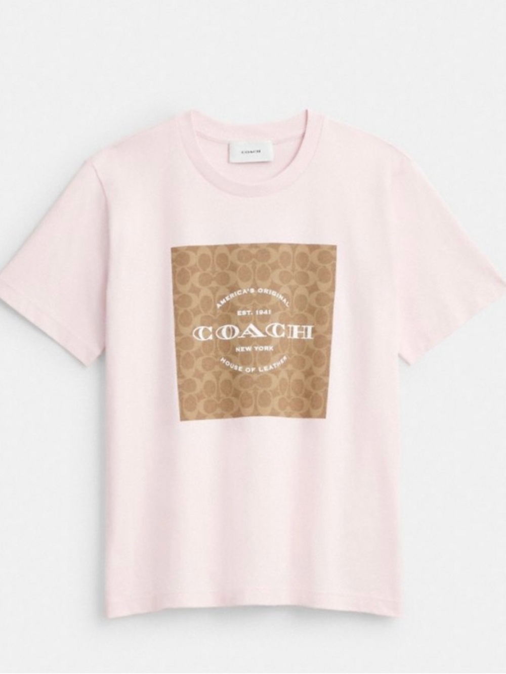 Coach Light Pink Tee with Brown Logo